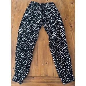 Abercrombie Kids Black‎ White Heart Print Jogger Pants Size L